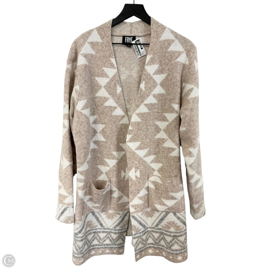 Sweater Cardigan Designer By Frye In Tan & White, Size: Xxl