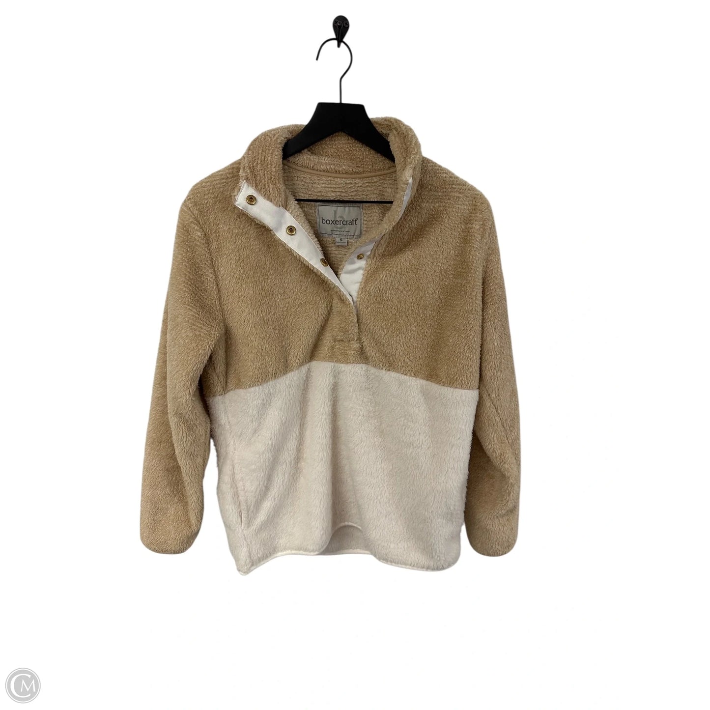 Sweatshirt Collar By Clothes Mentor In Tan & White, Size: S