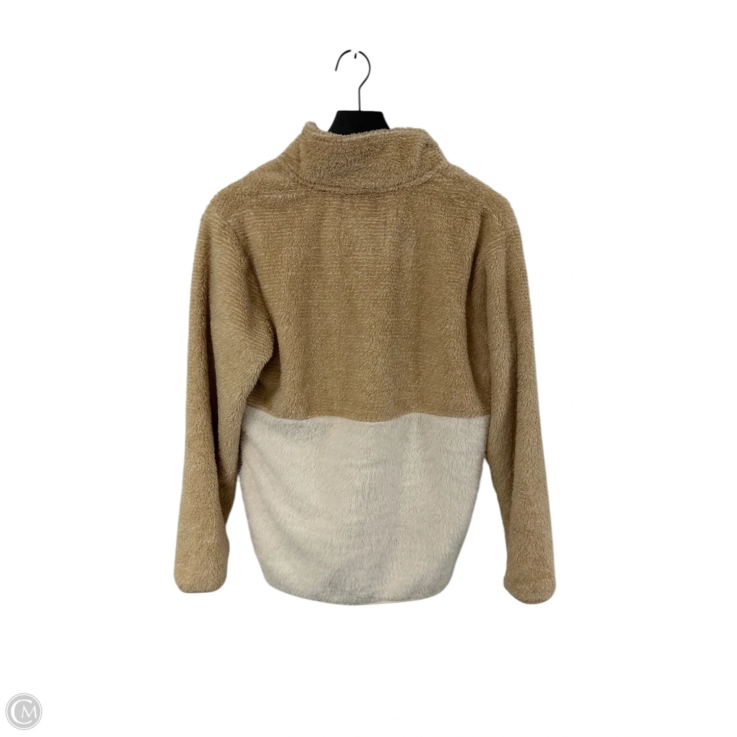 Sweatshirt Collar By Clothes Mentor In Tan & White, Size: S