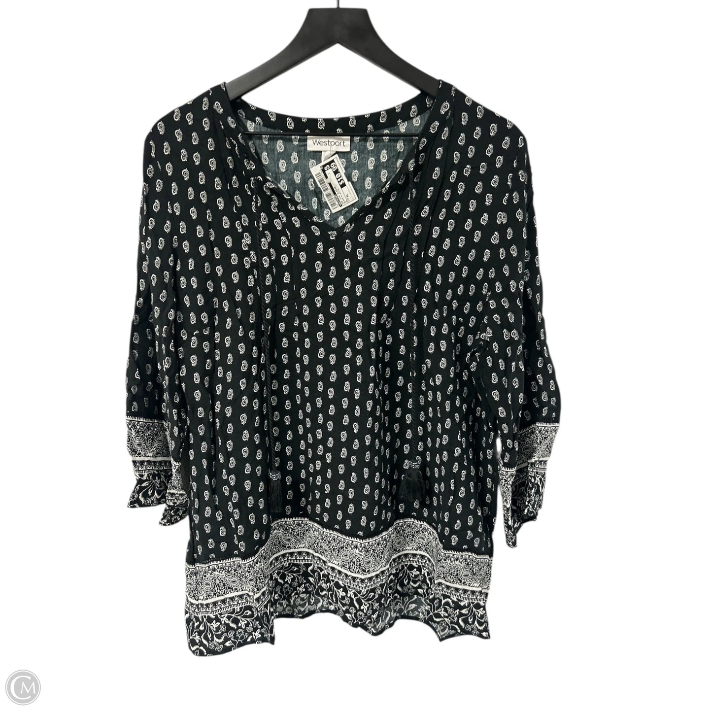 Top 3/4 Sleeve By Westport In Black & White, Size: Xl
