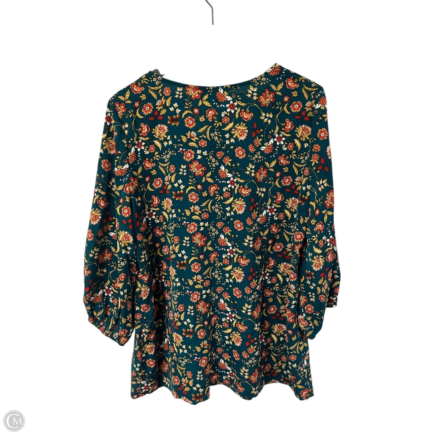 Top 3/4 Sleeve By Suzanne Betro In Floral Print, Size: Xl
