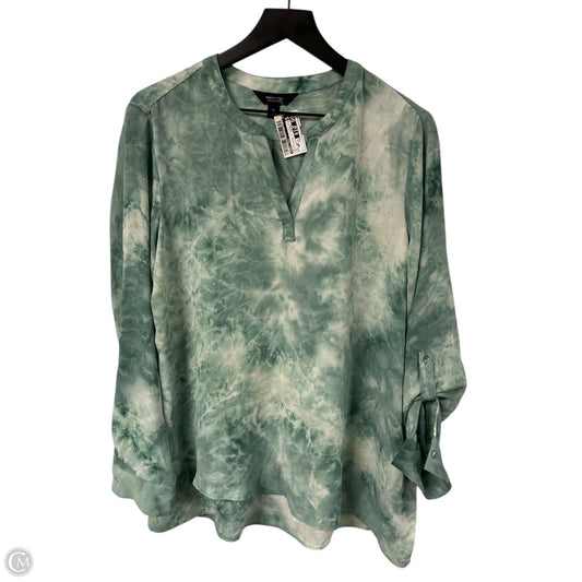 Top Long Sleeve By Simply Vera In Green & White, Size: Xl