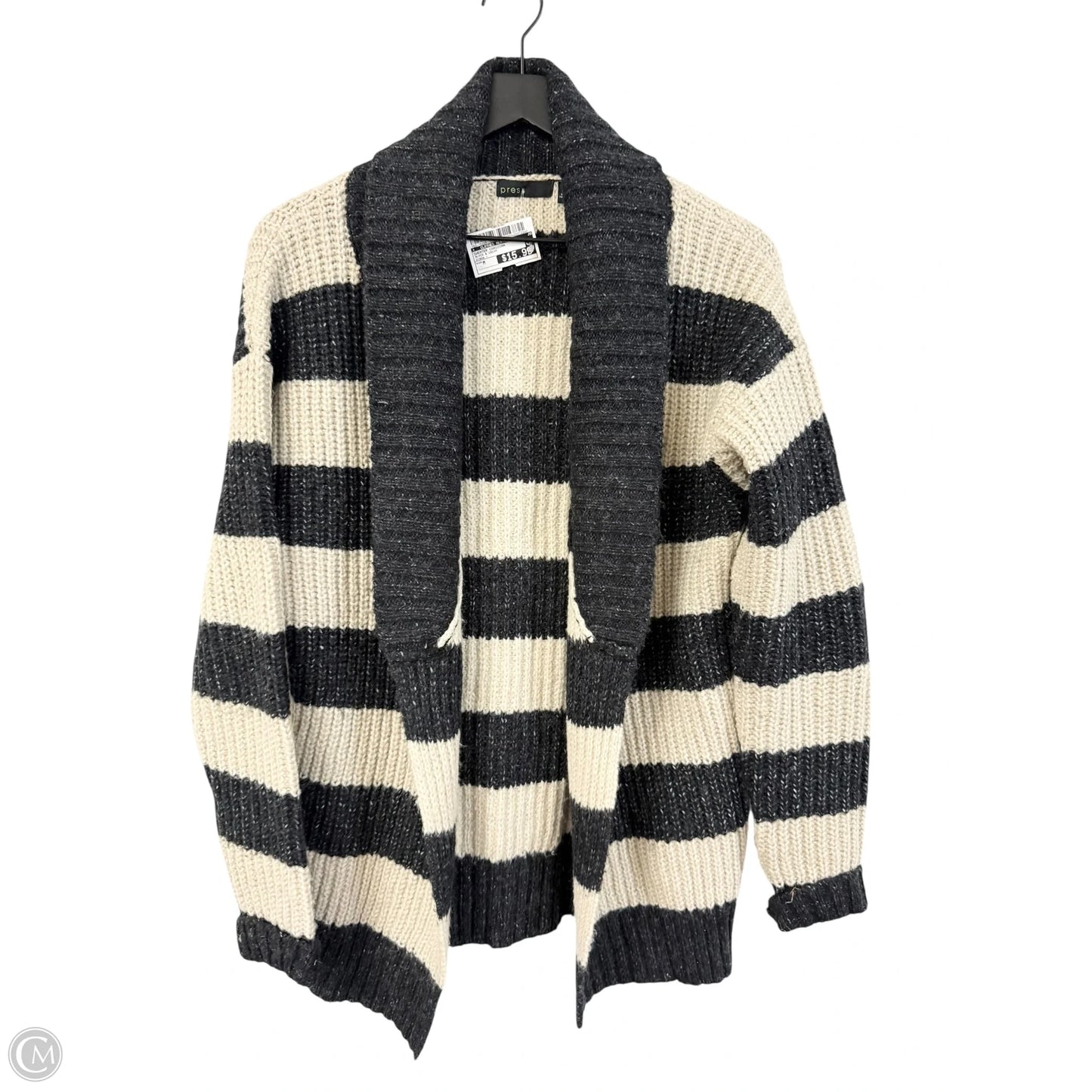Sweater Cardigan By Clothes Mentor In Black & Cream, Size: M
