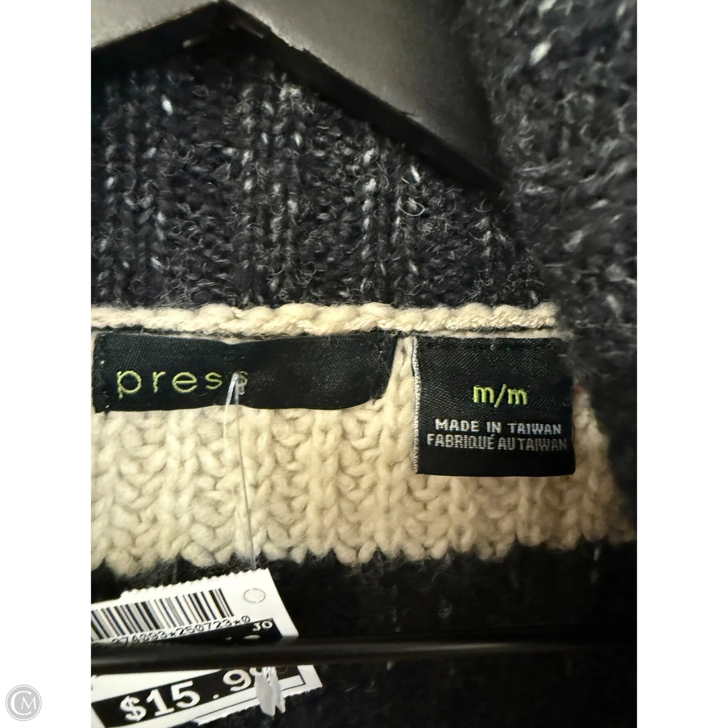 Sweater Cardigan By Clothes Mentor In Black & Cream, Size: M