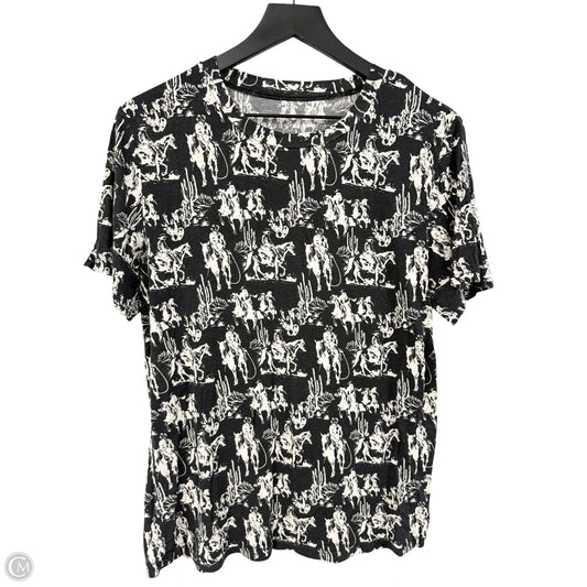 Top Short Sleeve By Cmc In Black & Cream, Size: L