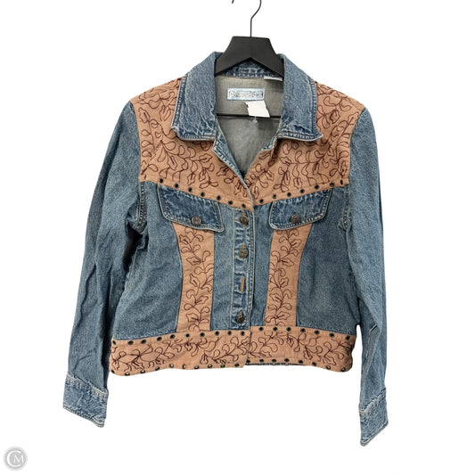 Jacket Denim By Clothes Mentor In Blue & Brown, Size: M