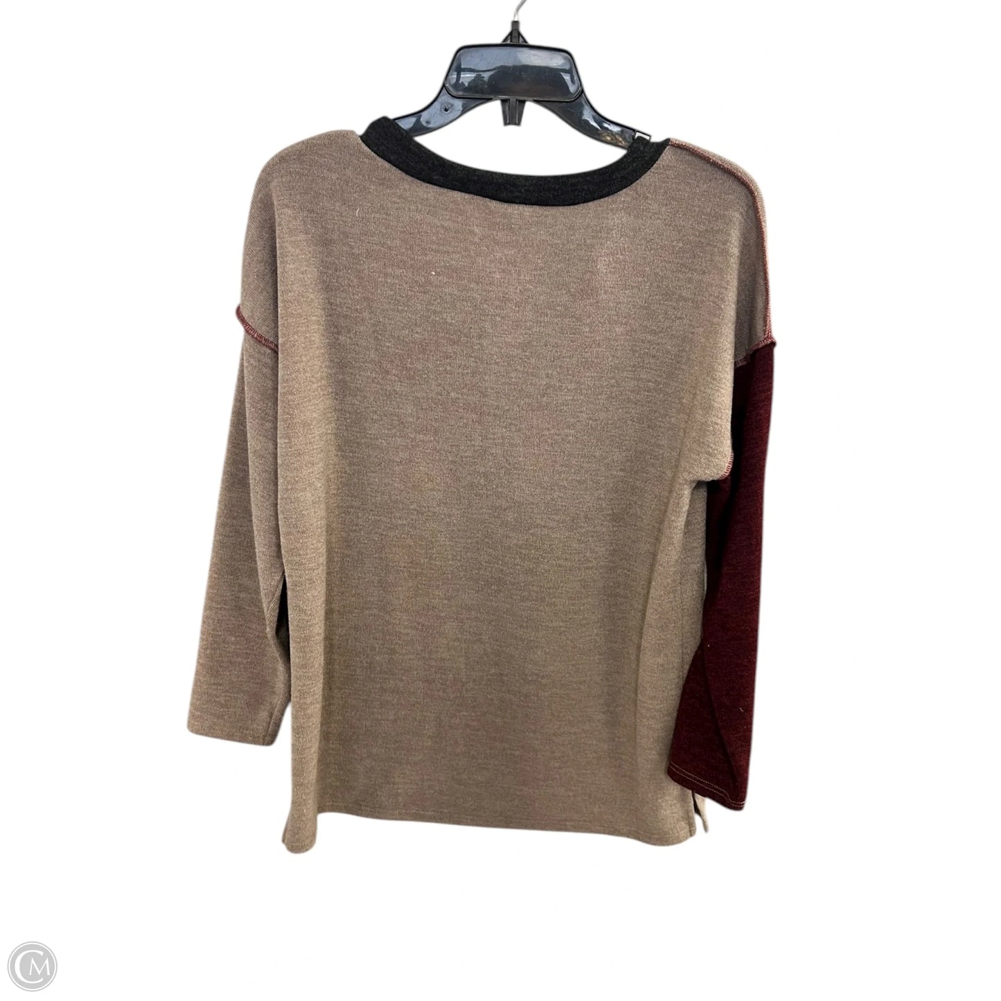 Top Long Sleeve By Bibi In Brown & Red, Size: S