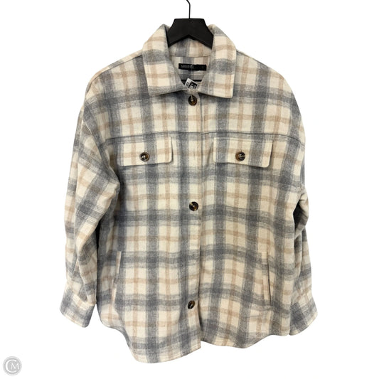 Jacket Shirt By Clothes Mentor In Cream & Grey, Size: S