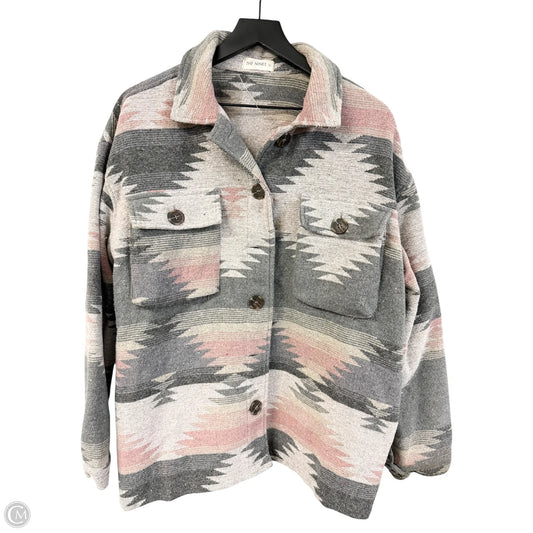 Jacket Shirt By The Nines In Grey & Pink, Size: L