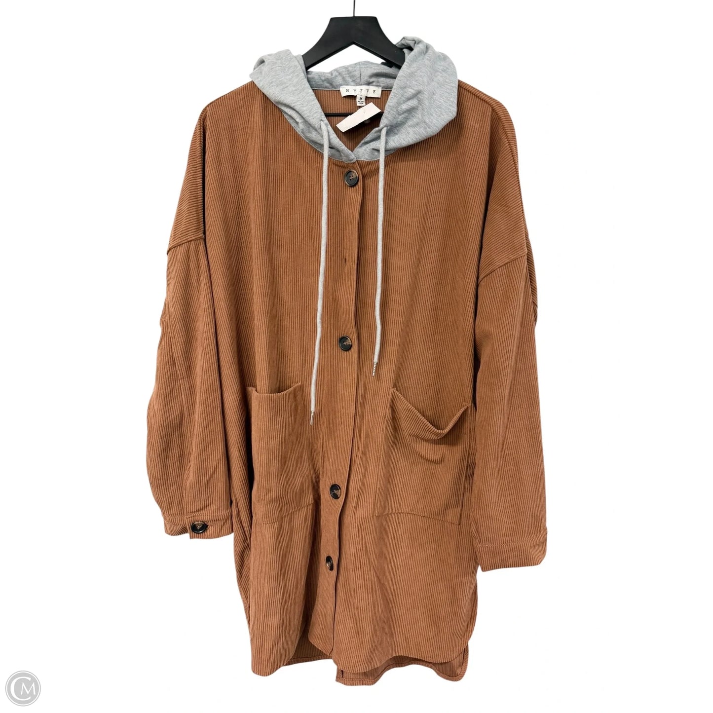 Jacket Shirt By Hyfve In Brown & Grey, Size: M