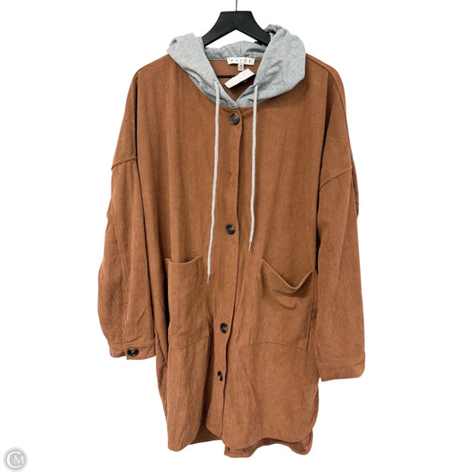 Jacket Shirt By Hyfve In Brown & Grey, Size: M