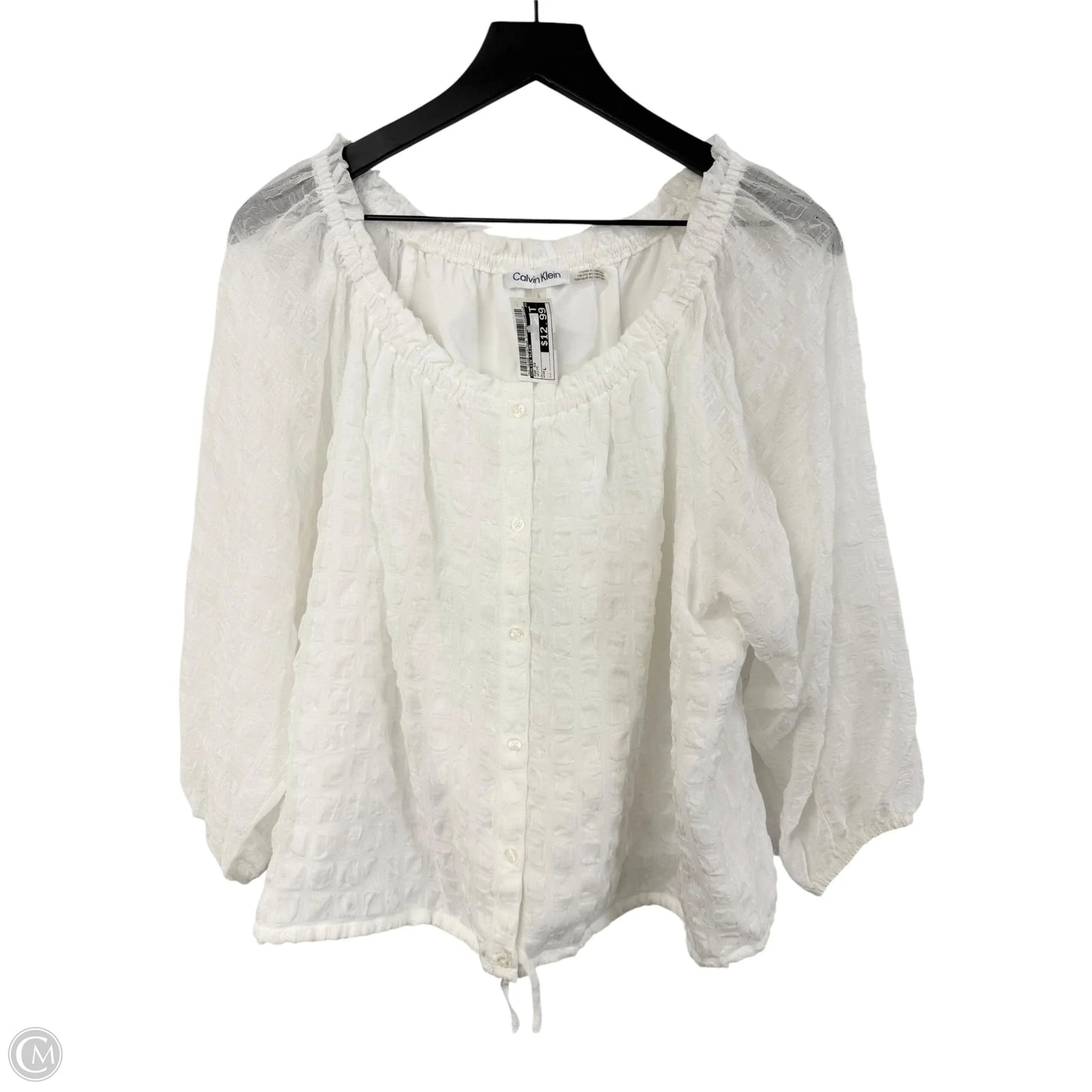 Top Short Sleeve By Calvin Klein In White, Size: L