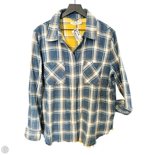 Jacket Shirt By Paper Crane In Plaid Pattern, Size: M