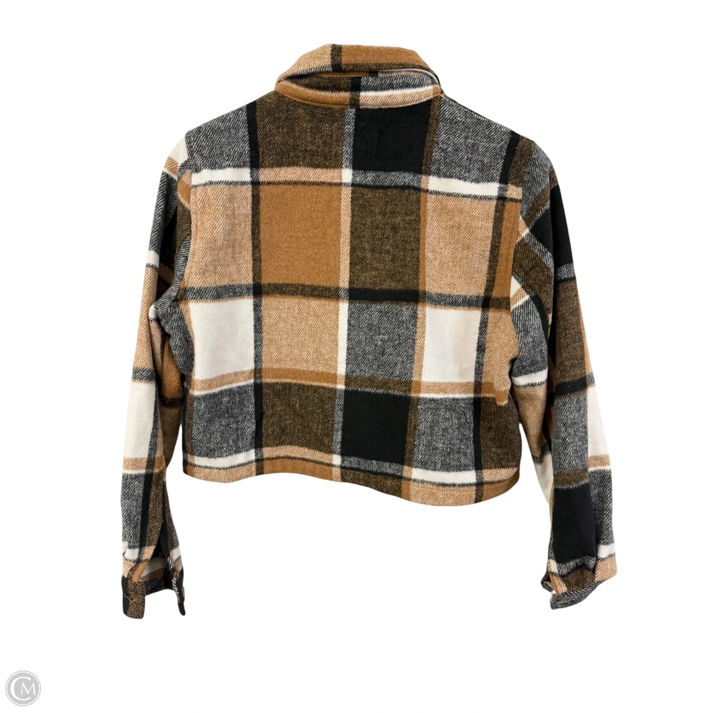 Jacket Shirt By Ashley In Black & Brown, Size: S