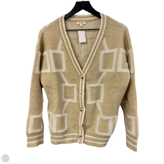 Sweater Cardigan By La Miel In Tan & White, Size: S