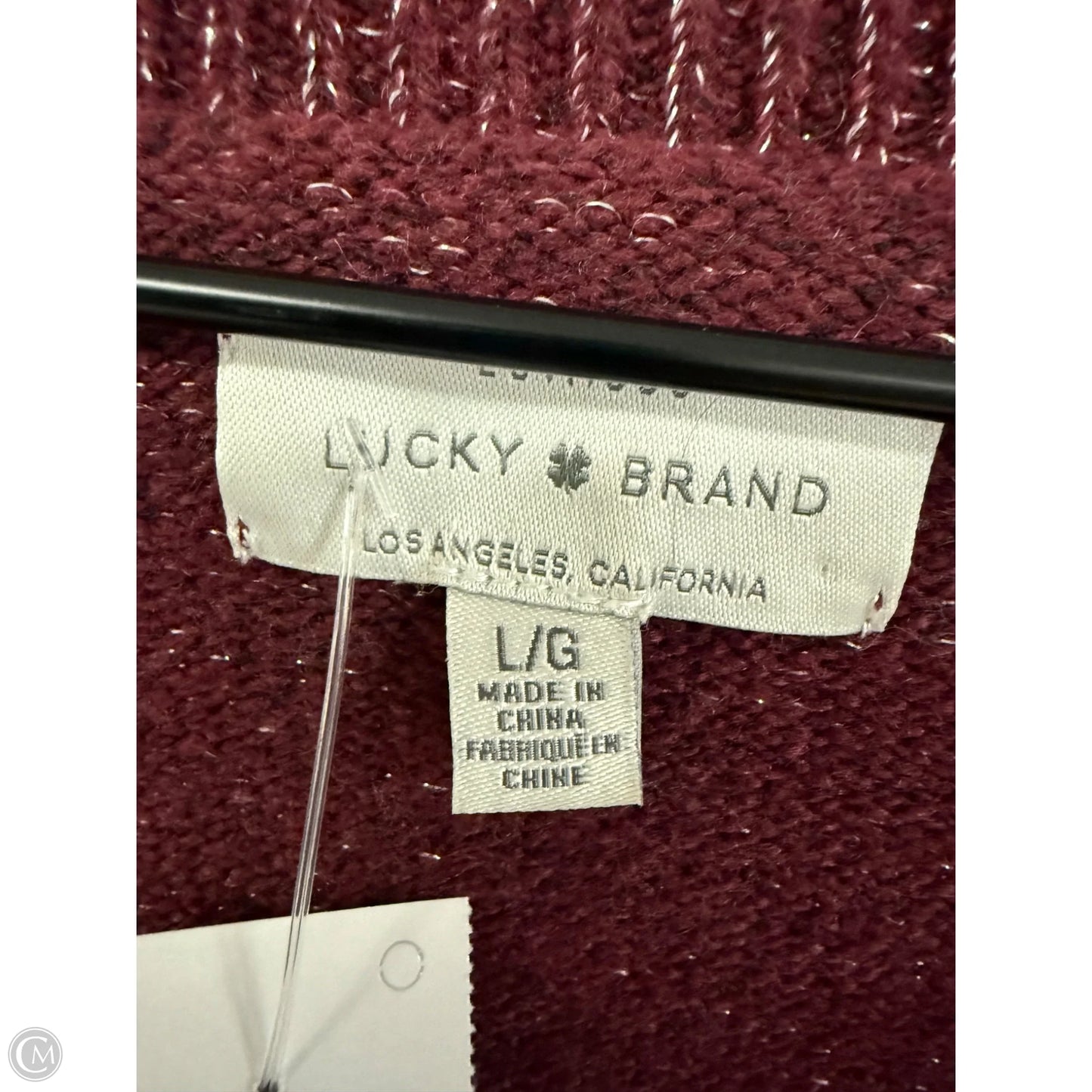 Sweater By Lucky Brand In Maroon, Size: L