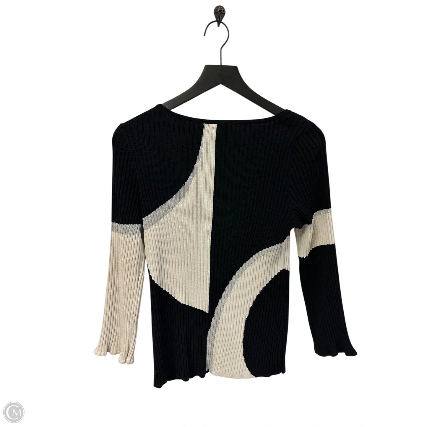 Sweater By Chicos In Black & Cream, Size: M