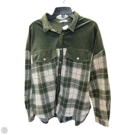 Jacket Shirt By Clothes Mentor In Cream & Green, Size: M
