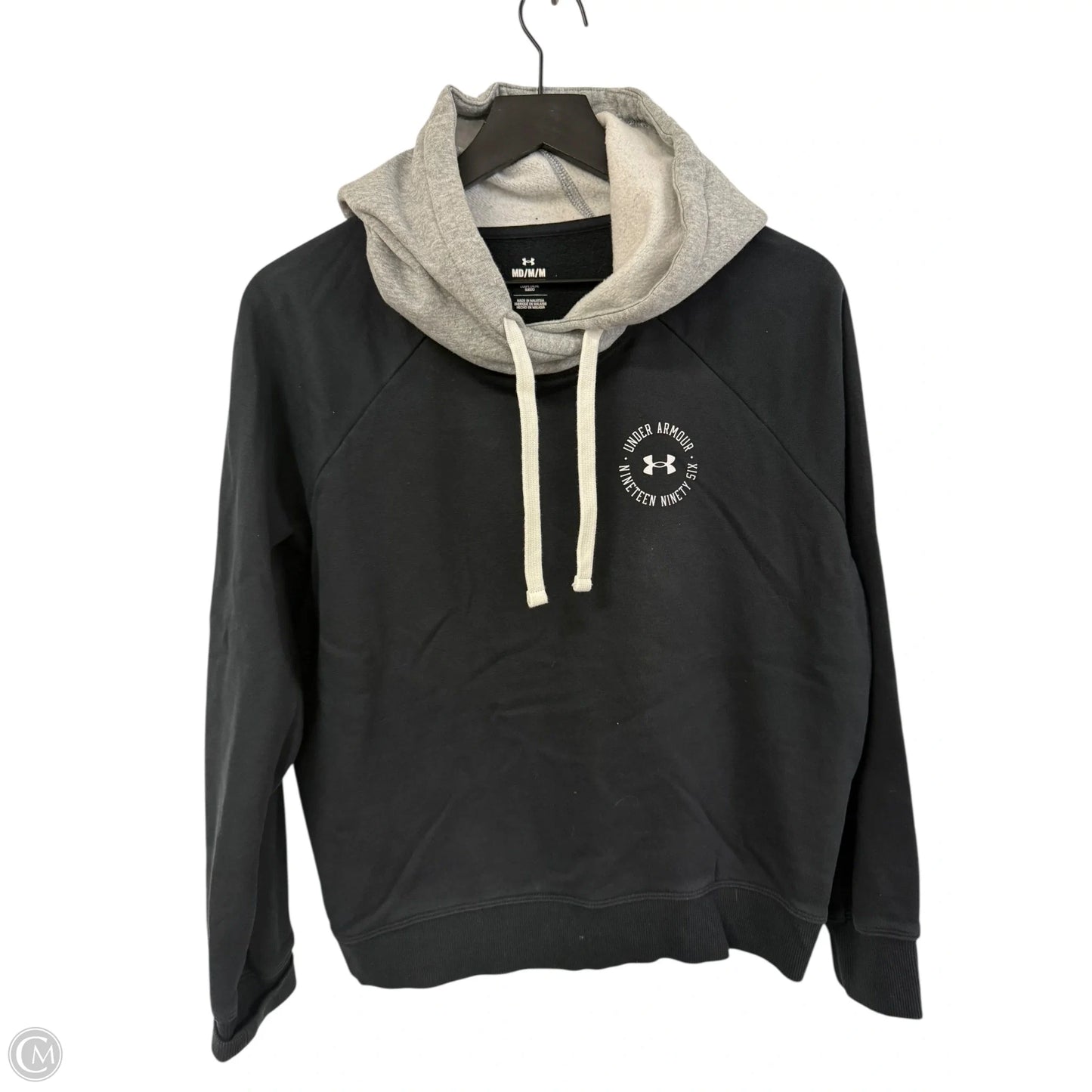 Sweatshirt Hoodie By Under Armour In Black & Grey, Size: M