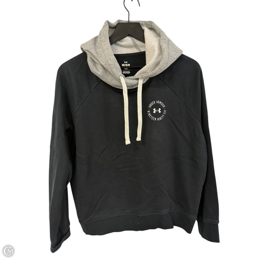 Sweatshirt Hoodie By Under Armour In Black & Grey, Size: M