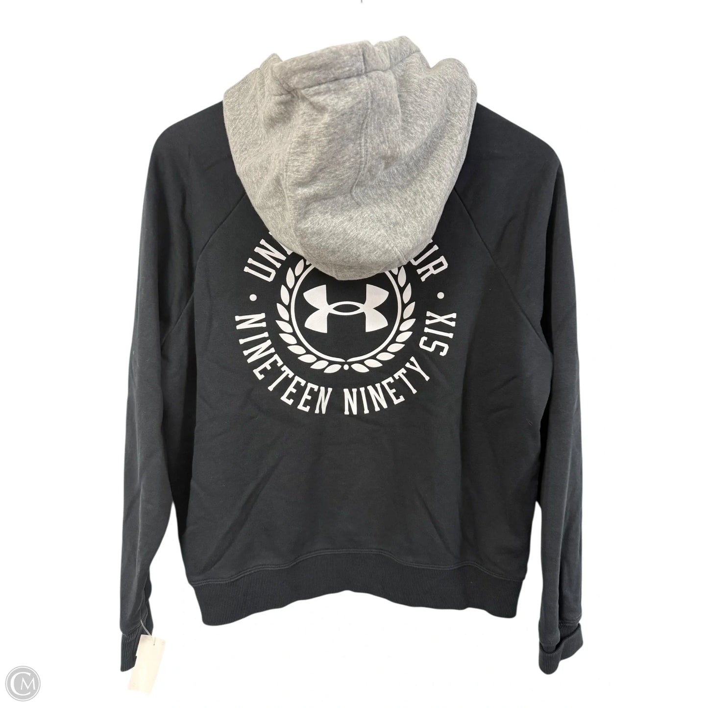 Sweatshirt Hoodie By Under Armour In Black & Grey, Size: M