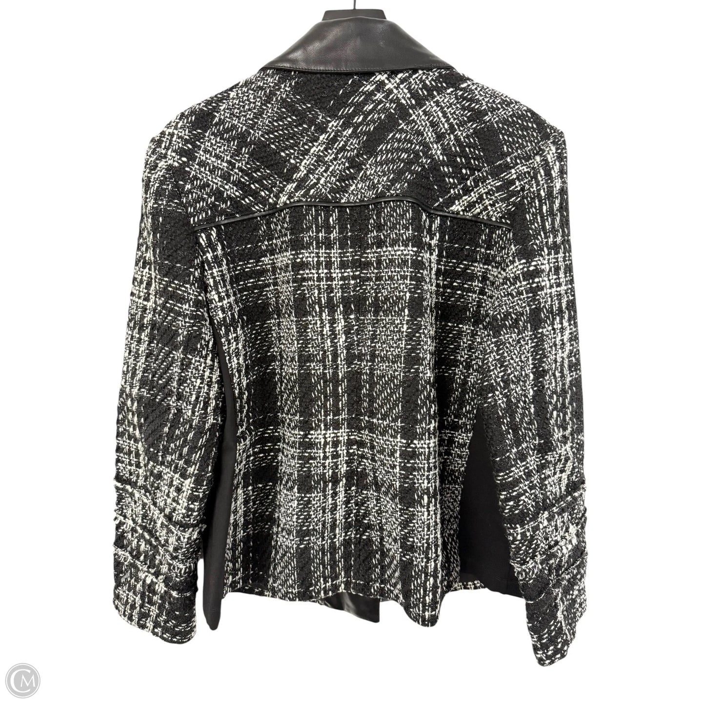 Jacket Moto By Chicos In Black & White, Size: Xl