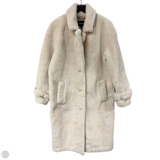 Coat Faux Fur & Sherpa By Express In Ivory, Size: M