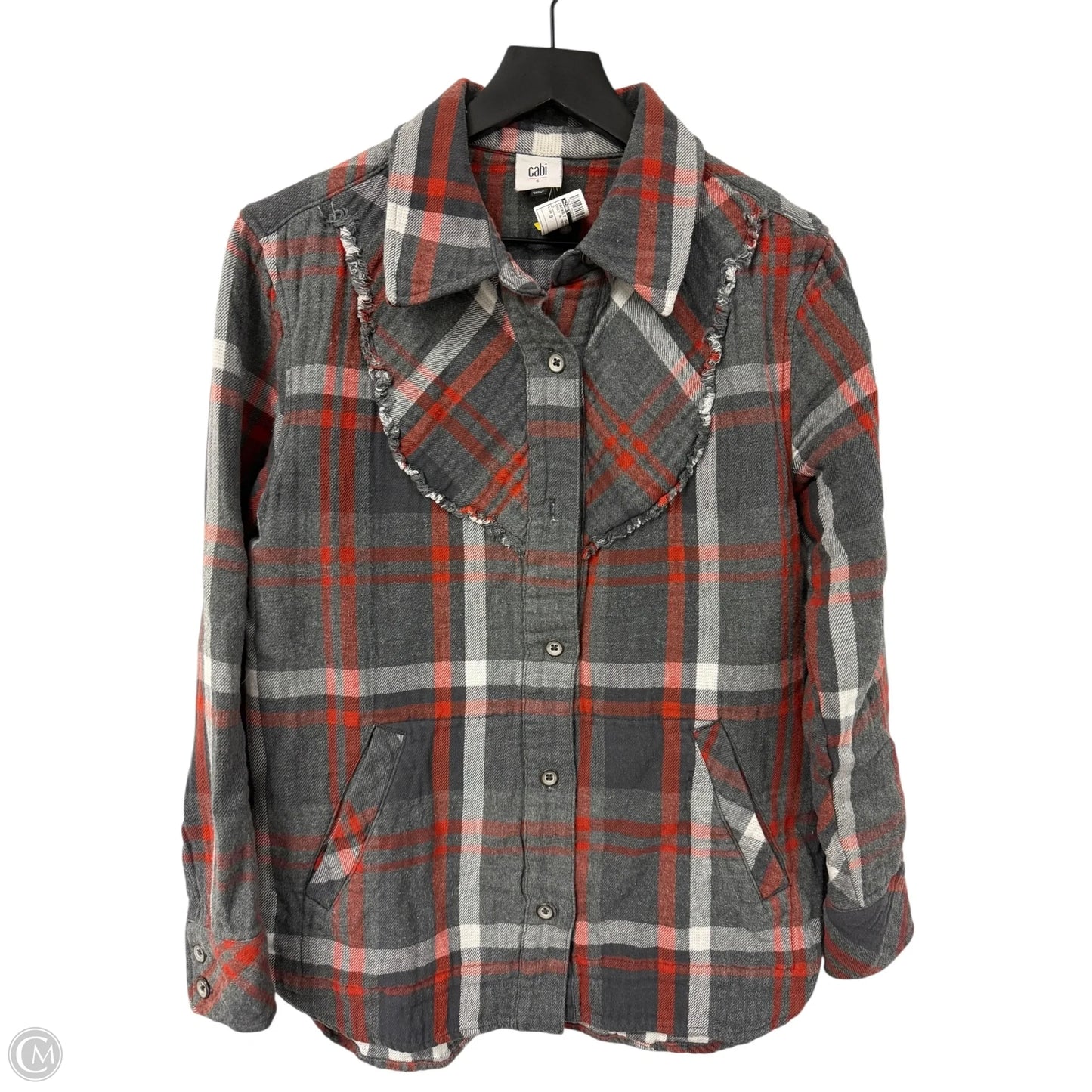 Jacket Shirt By Cabi In Grey & Orange, Size: S