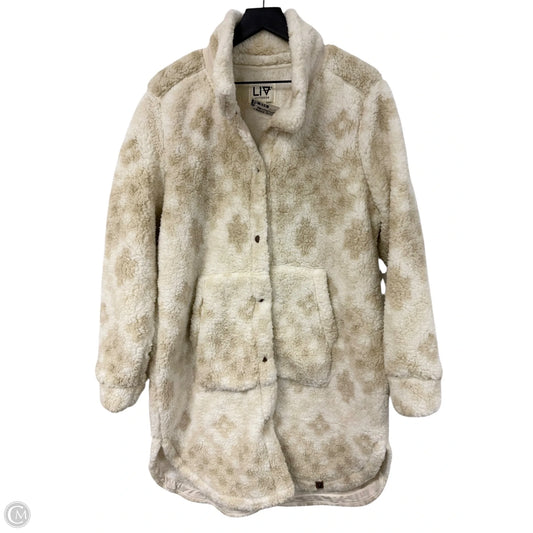 Jacket Faux Fur & Sherpa By Clothes Mentor In Tan & White, Size: L