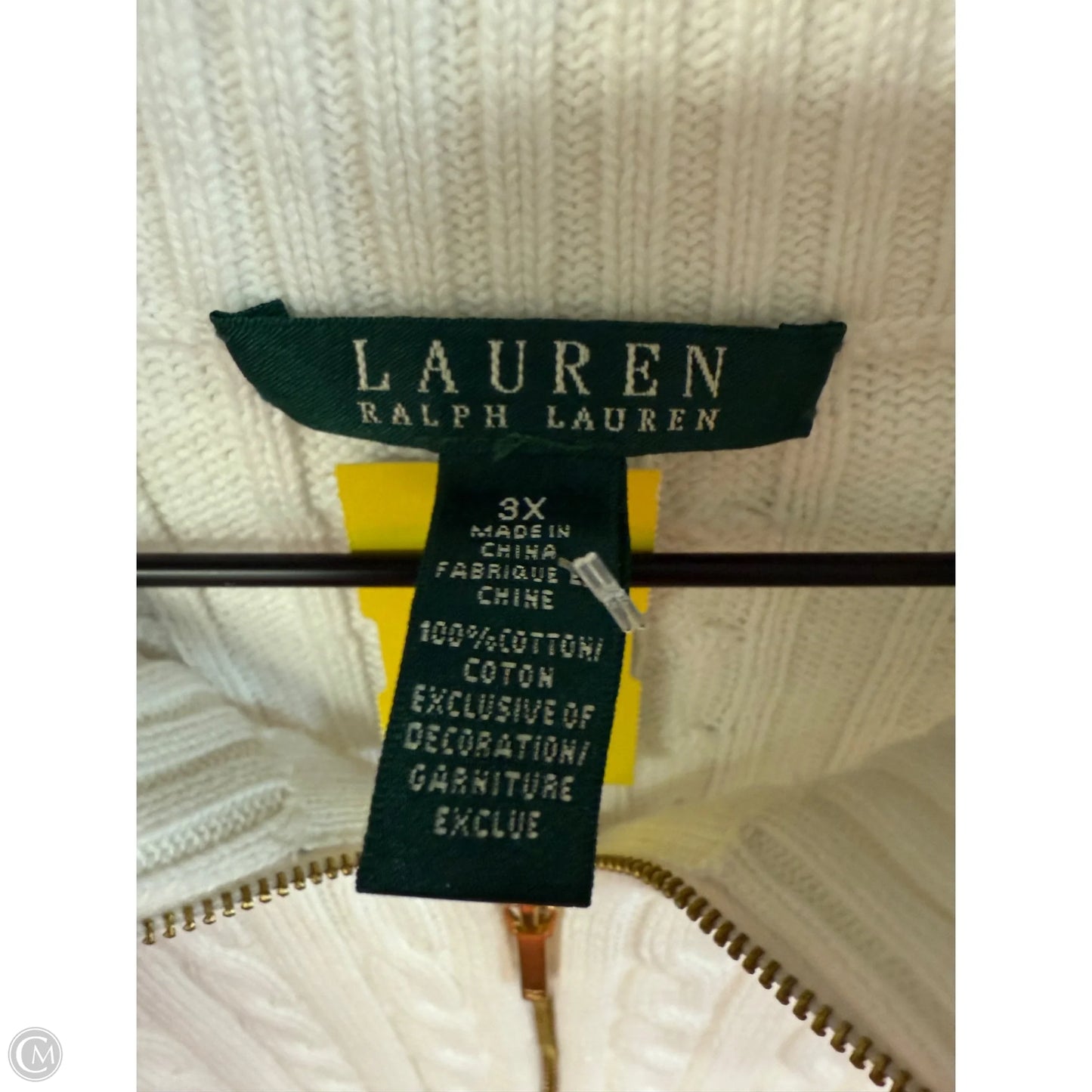 Sweater Cardigan By Lauren By Ralph Lauren In White, Size: 3x