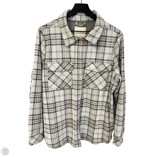 Blouse Long Sleeve By Thread And Supply In Plaid Pattern, Size: L