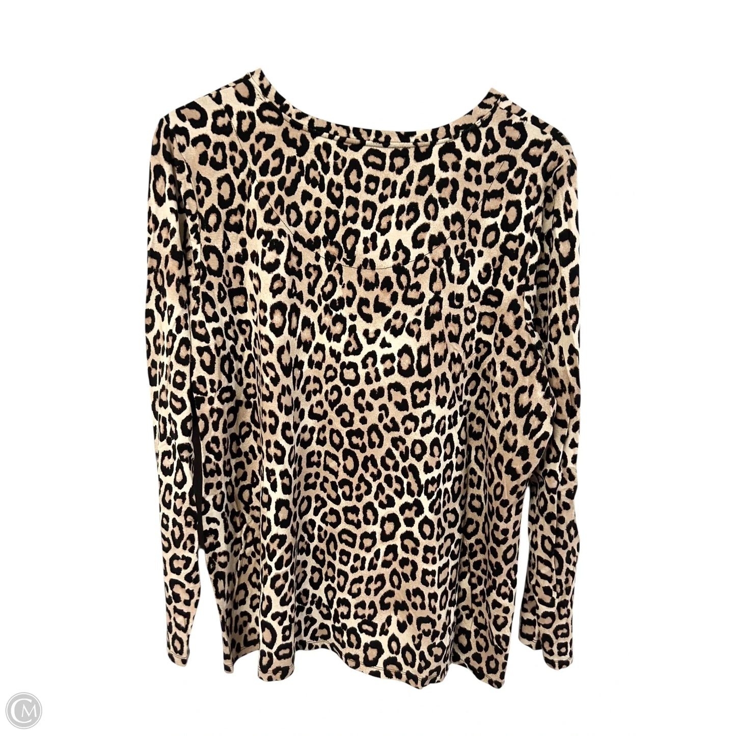 Top Long Sleeve Basic By Chicos In Leopard Print, Size: Xl