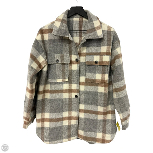 Jacket Shirt By Cme In Brown & Grey, Size: S