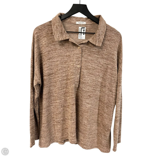 Top Long Sleeve By Ekouaer In Brown, Size: Xl