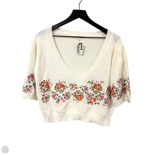 Sweater Short Sleeve By Cmc In Floral Print, Size: L