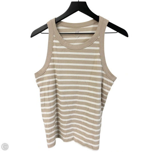 Top Sleeveless Basic By Gap In Tan & White, Size: L
