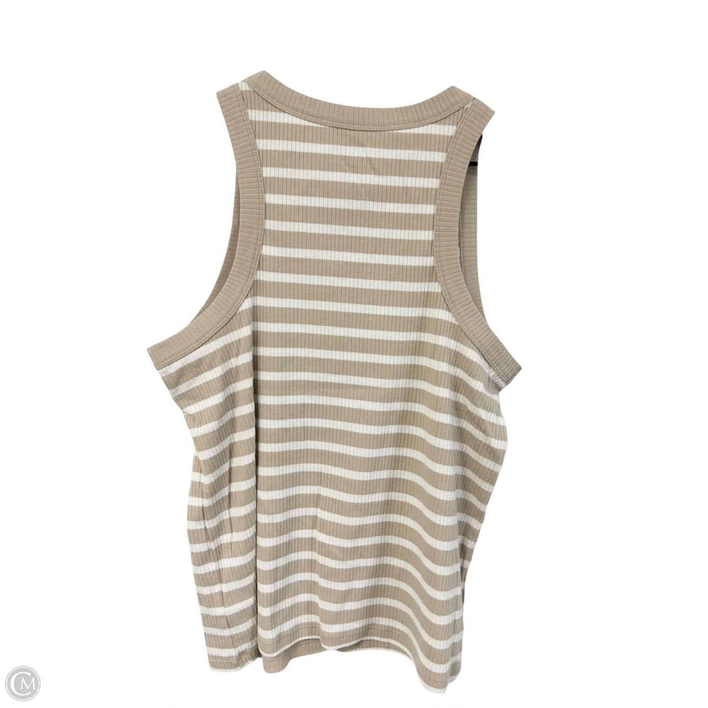 Top Sleeveless Basic By Gap In Tan & White, Size: L
