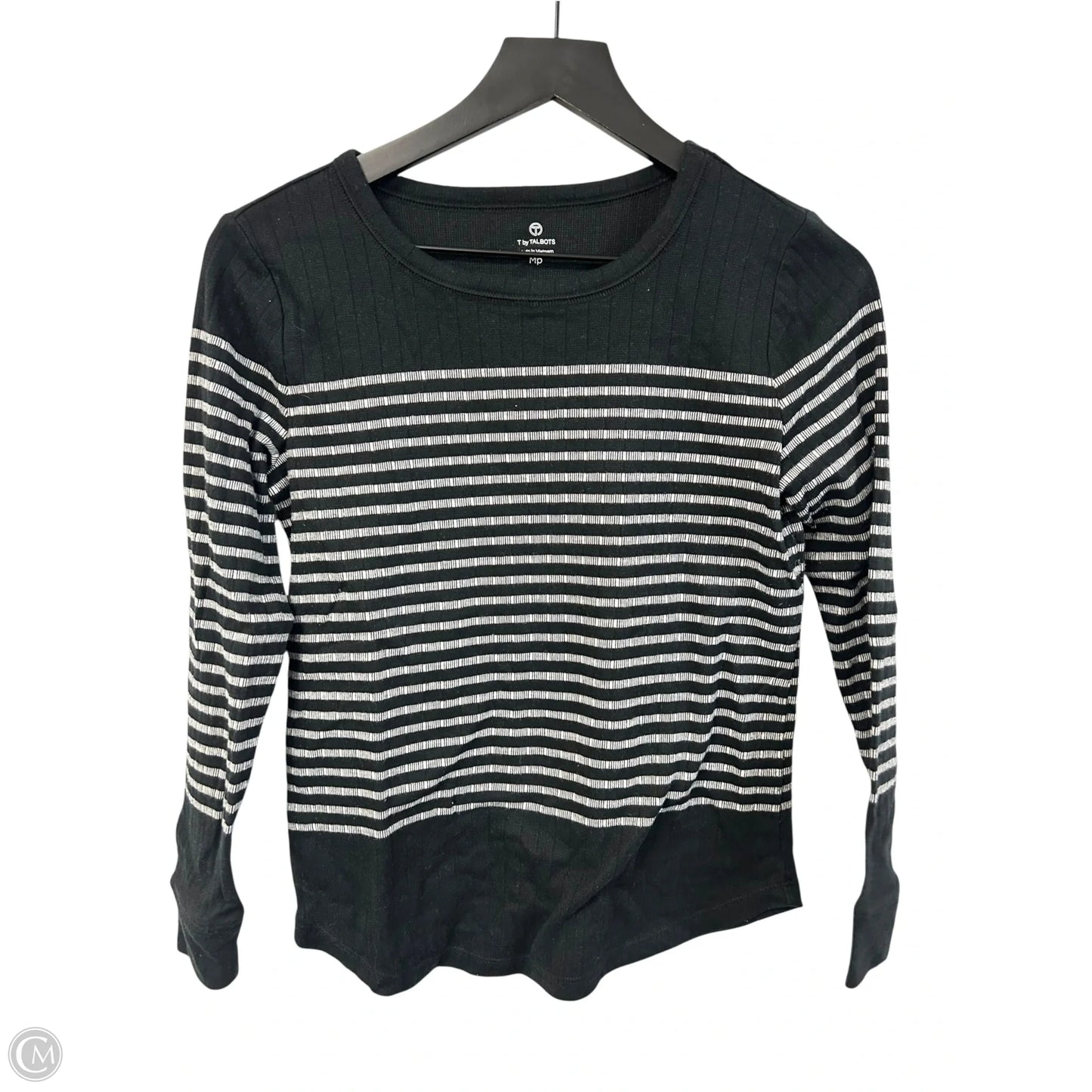 Top Long Sleeve Basic By Talbots In Black & White, Size: Mp
