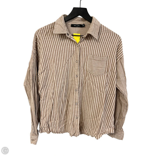 Blouse Long Sleeve By Doe & Rae In Brown & Tan, Size: L