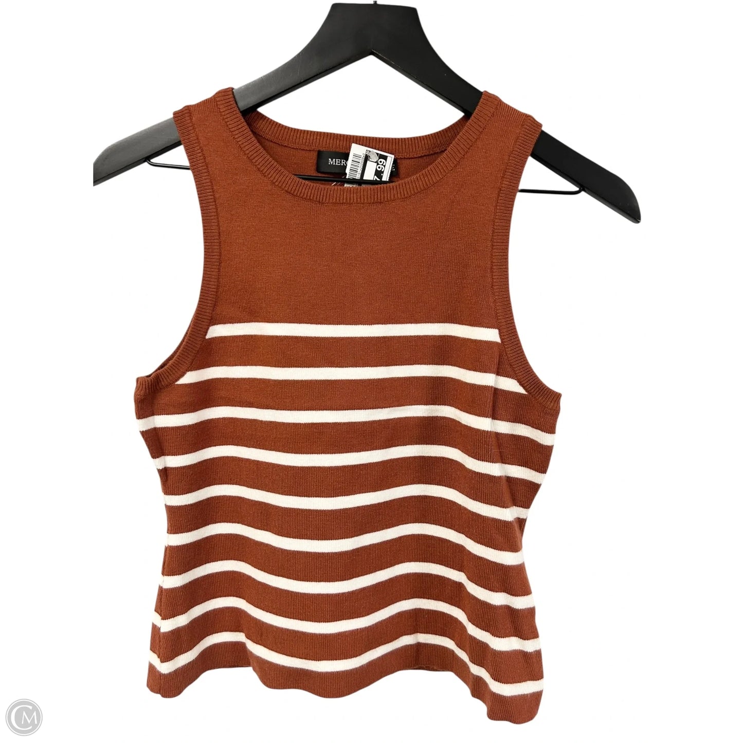 Top Sleeveless By Merokeety In Brown & White, Size: M