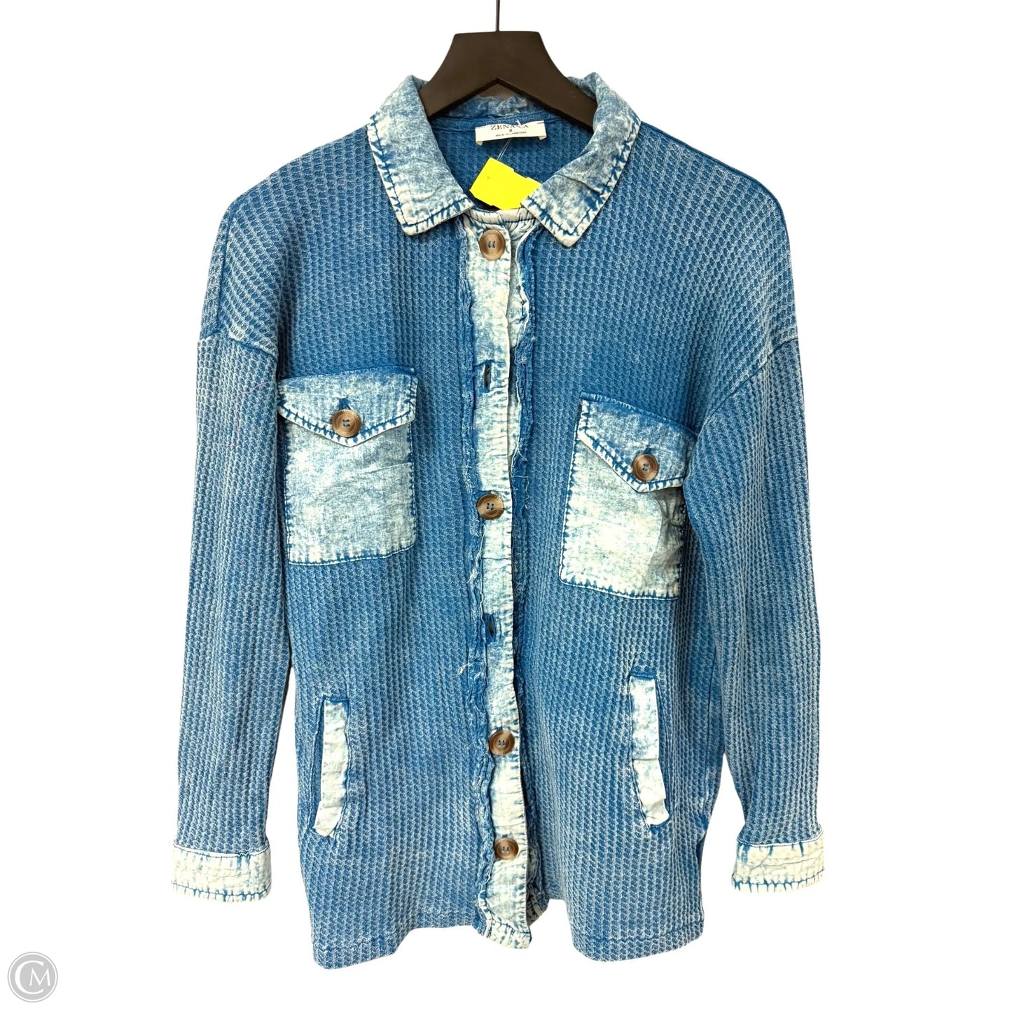 Blouse Long Sleeve By Zenana In Blue, Size: S