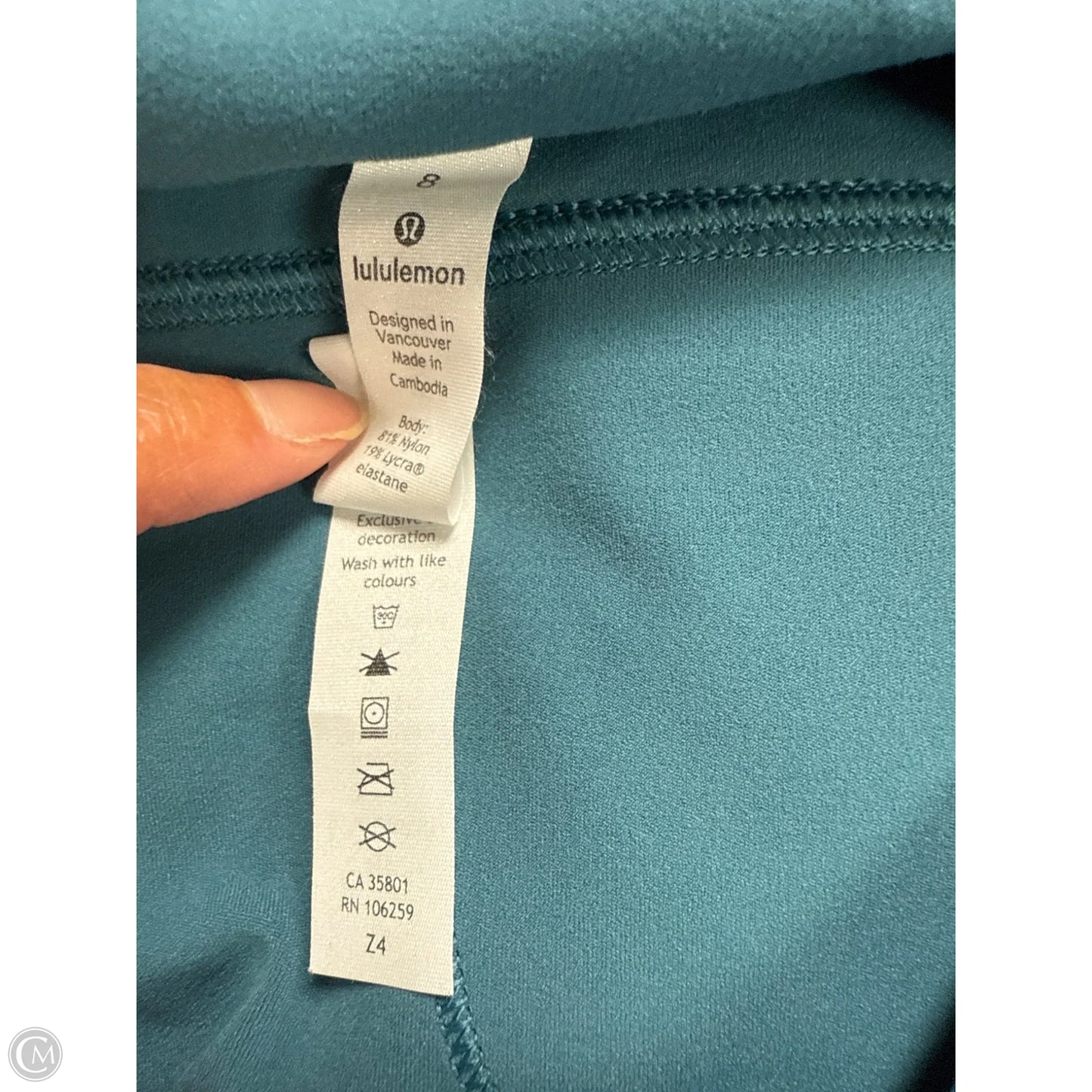 Athletic Leggings By Lululemon In Aqua, Size: 8