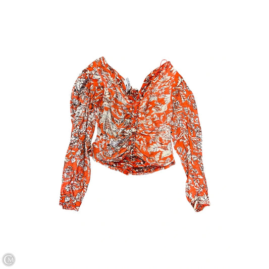 Top Long Sleeve By Free People In Cream & Orange, Size: M