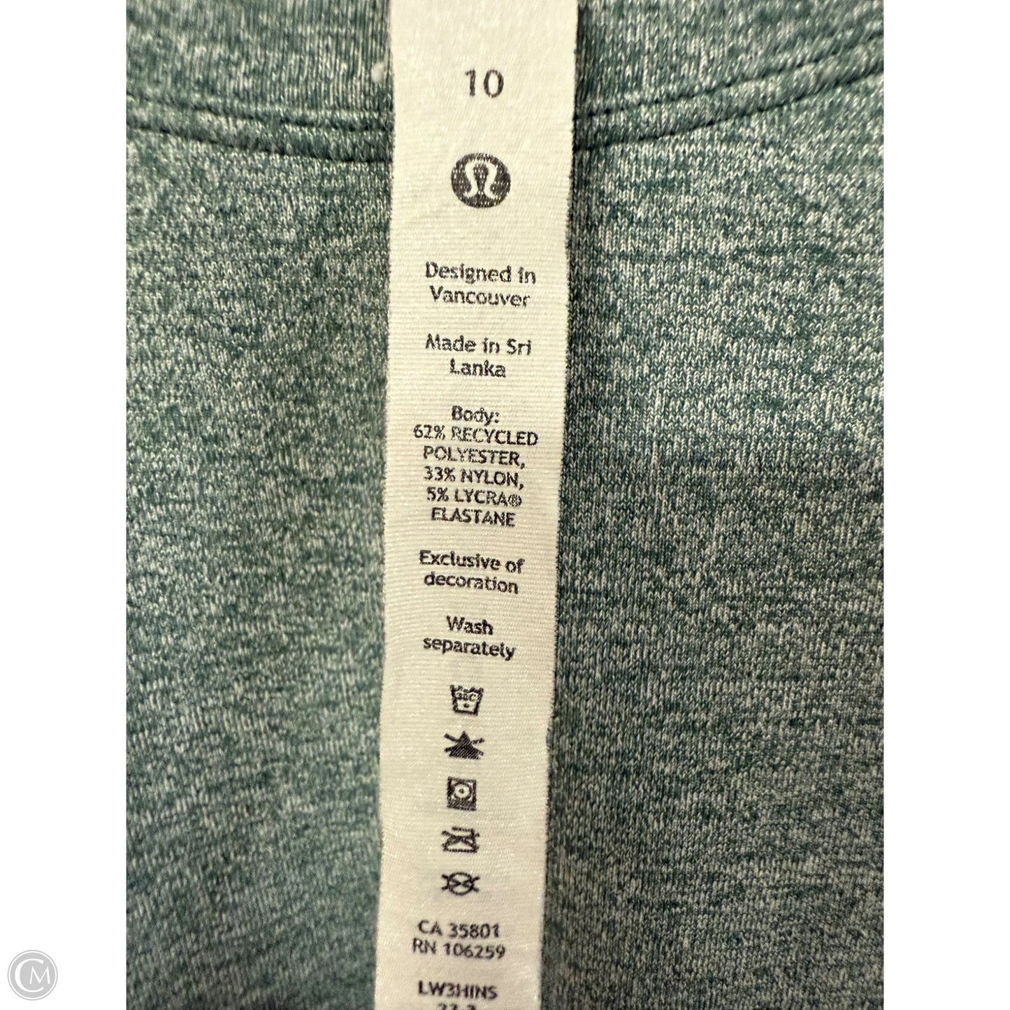 Athletic Top Short Sleeve By Lululemon In Green, Size: 10