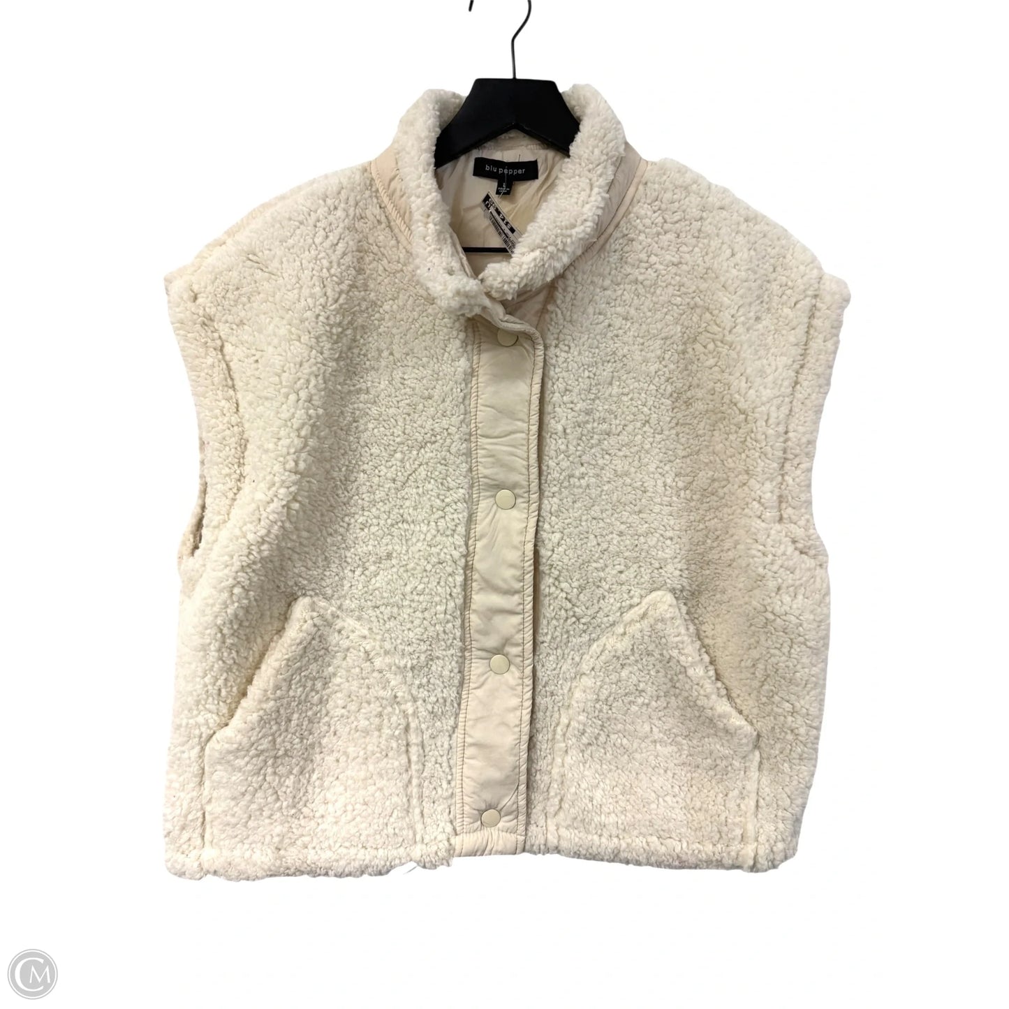 Vest Faux Fur & Sherpa By Blu Pepper In Cream, Size: L