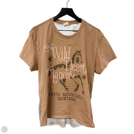 Top Short Sleeve By Cmc In Brown, Size: M