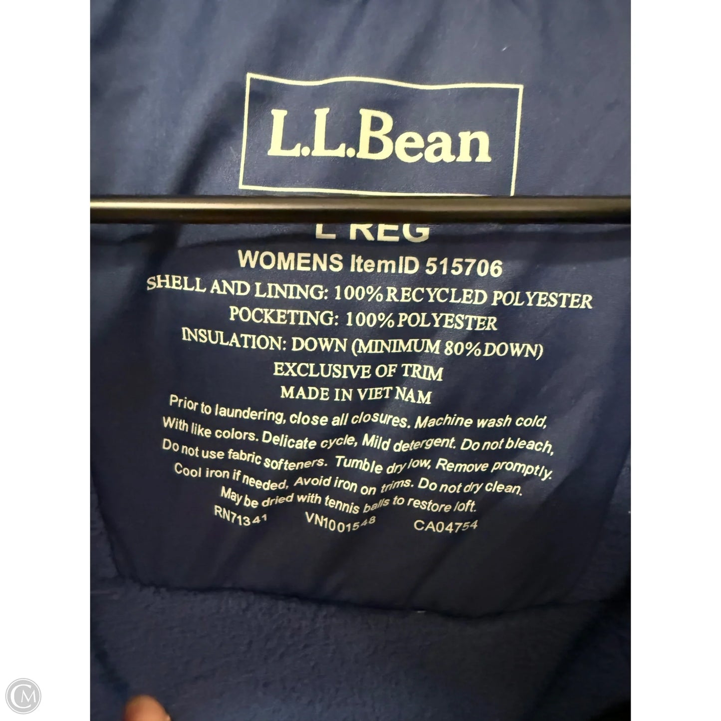 Coat Puffer & Quilted By L.l. Bean In Blue & Green, Size: L