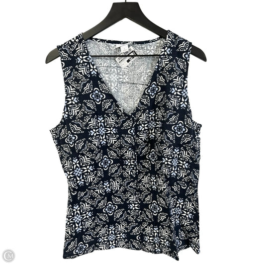 Top Sleeveless By Liz Claiborne In Blue & White, Size: L