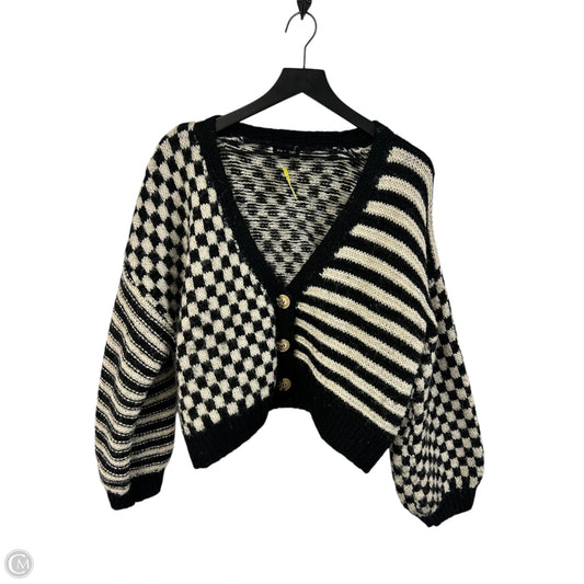 Sweater Cardigan By Blu Pepper In Black & Cream, Size: L