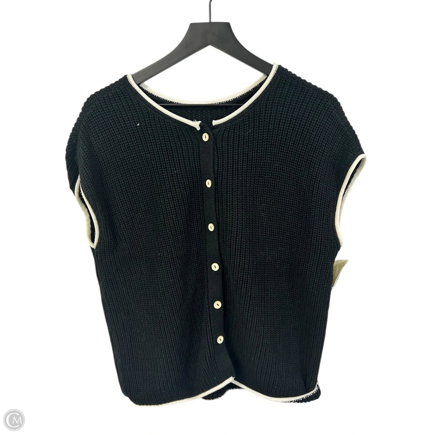 Sweater Short Sleeve By Cmf In Black & White, Size: M